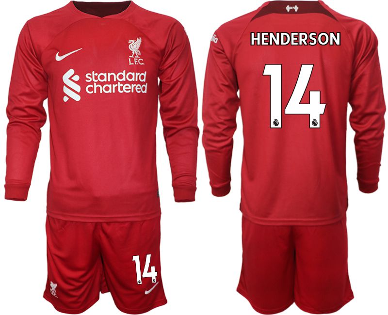 Men 2022-2023 Club Liverpool home long sleeves red #14 Soccer Jersey
